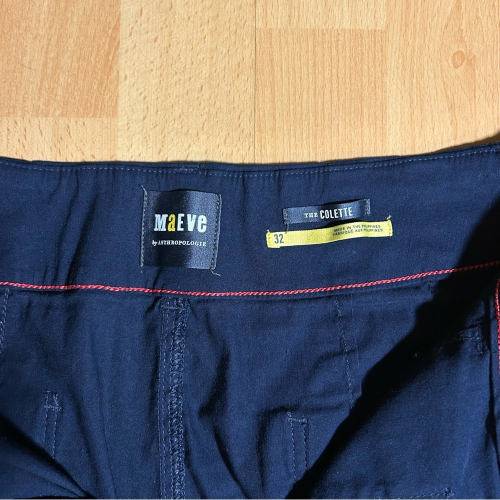 Anthropologie Maeve Colette The Magic Fabric Crop Wide Leg Pant Navy Blue 32 - Picture 7 of 13